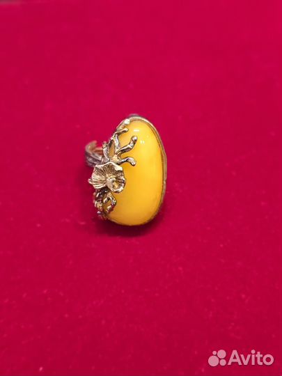Серебряное кольцо подвеска кулон балтийский янтарь