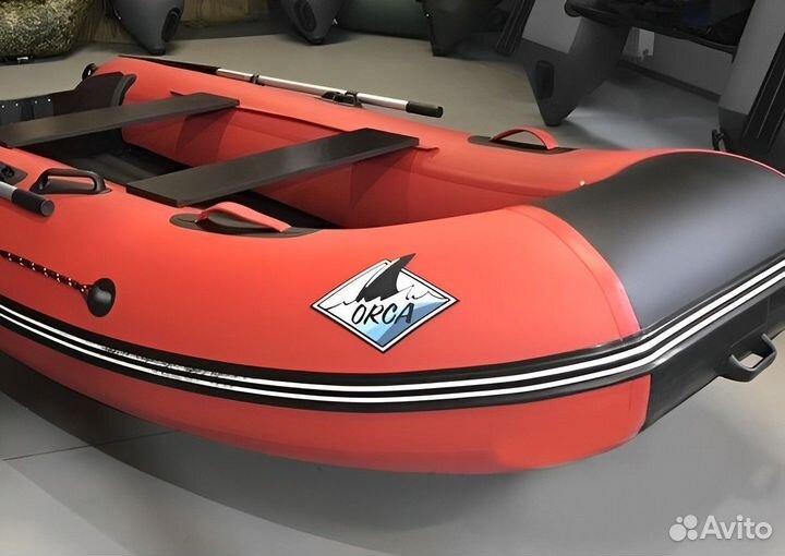 Лодка пвх Orca 340 нднд красный/темно-серый