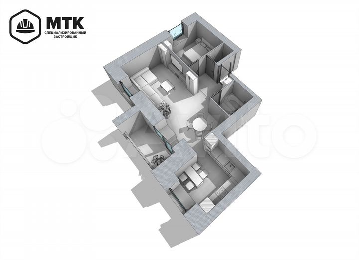 2-к. квартира, 54,9 м², 4/8 эт.