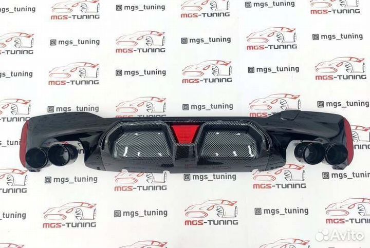 Юбка G30 M5 CS под карбон LED стоп + Акрапович blk