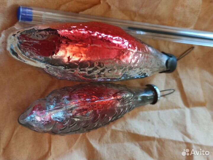 Игрушки елочные СССР рыбы редкие