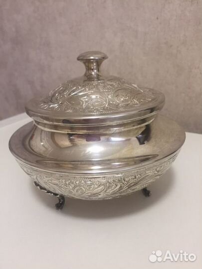 Сахарница серебряная новая