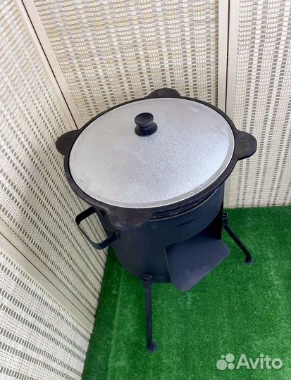 Казан чугунный 12 литров с печкой