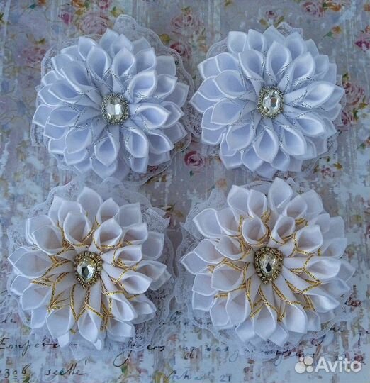 Банты для волос белые