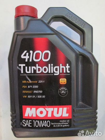 Масло моторное Motul 4100 Turbolight 10W40 4 л П/с