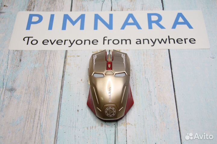 Мышь беспроводная железный человек 2.4 ггц светло