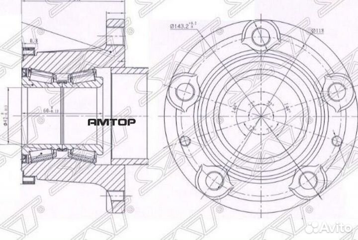 SAT ST-3701.82 Ступичный узел задн. peugeot boxer