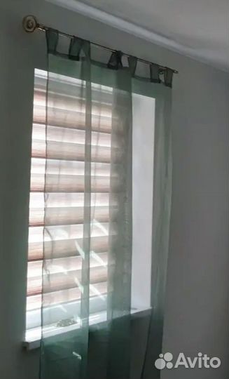 Тюль на петлях зеленый