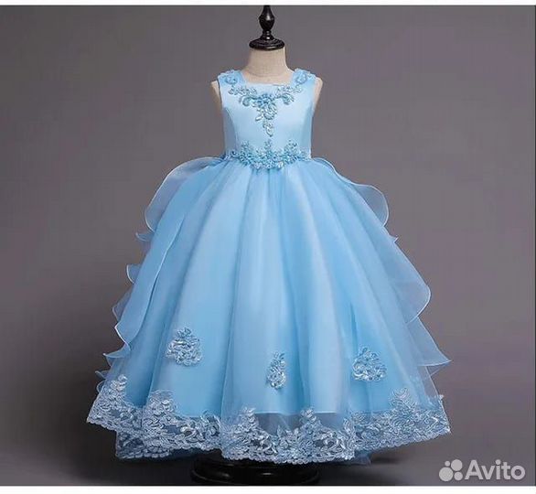 Пышное платье для девочки длинное на выпускной