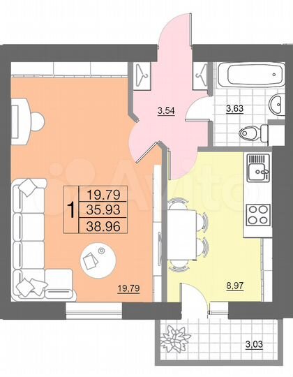 1-к. квартира, 39 м², 7/10 эт.