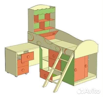 Кровать-чердак с письменным столом