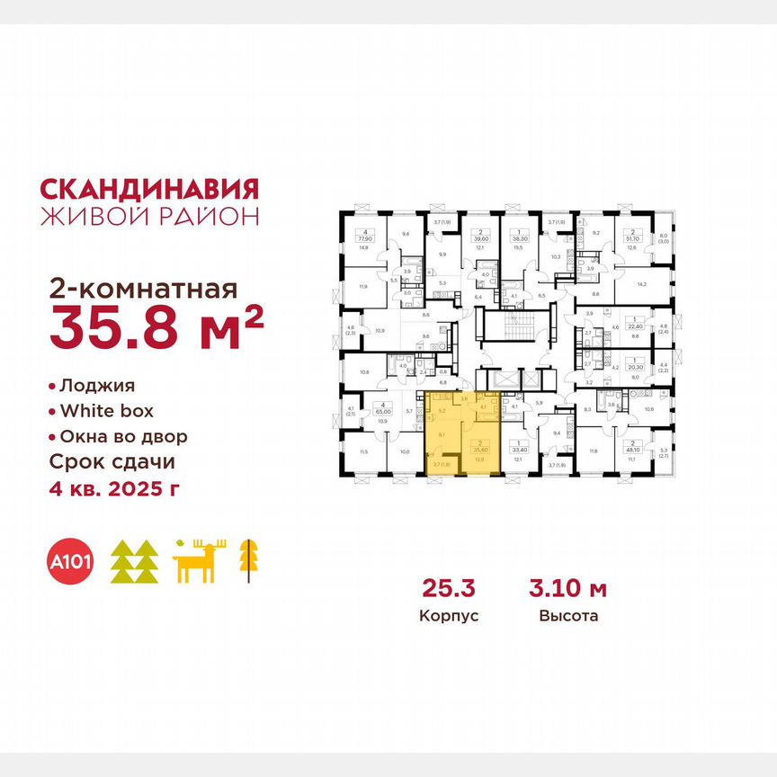 2-к. квартира, 35,8 м², 17/17 эт.