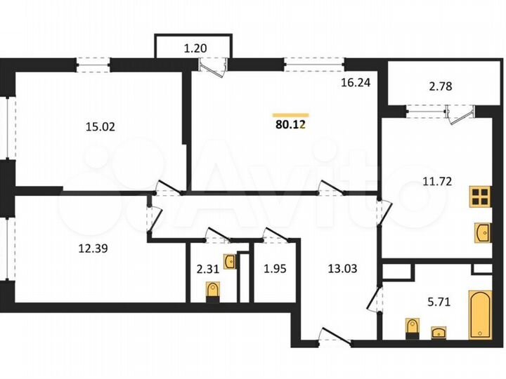 3-к. квартира, 80,1 м², 9/18 эт.