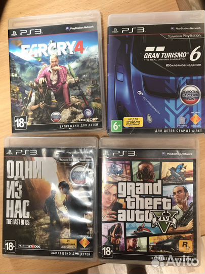 Sony playstation 3, два геймпада, 4 игры