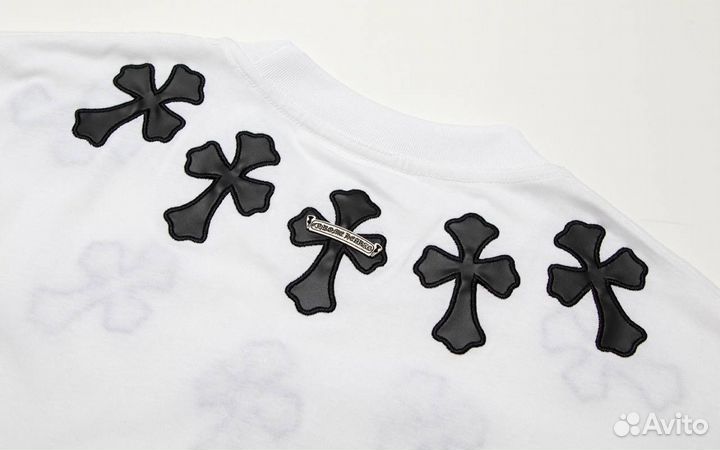 Chrome hearts футболка белая оверсайз