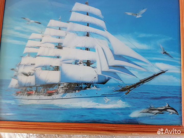 Картина парусник стерео