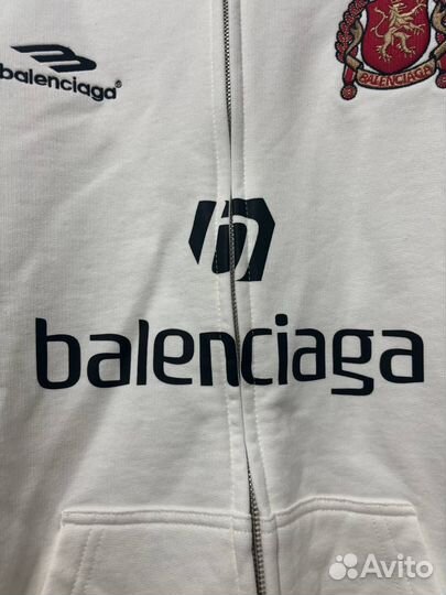 В наличии Balenciaga Paris Soccer White Zip Hoodie