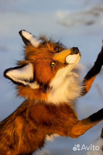 Лиса интерьерная игрушка из искусственного меха