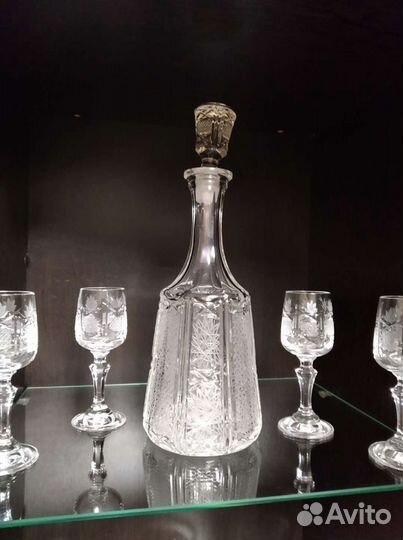 Графин хрустальный СССР и 4 рюмки набор