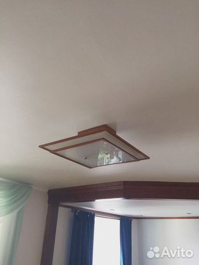 Люстра стекло и дерево, метал, в японском стиле