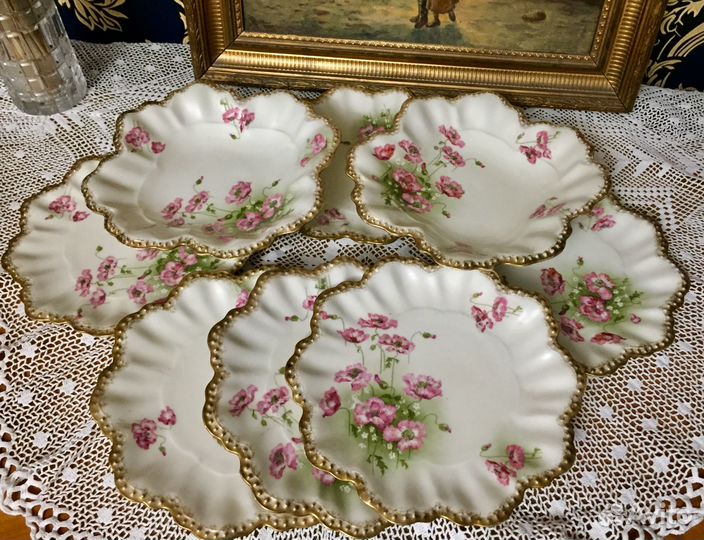 Антикварный набор «Маки».8 предметов. Франция