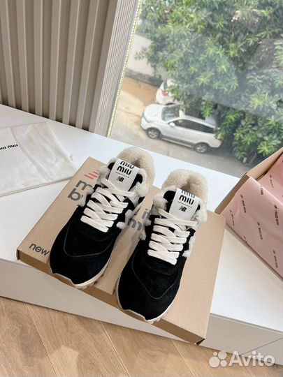 Кроссовки с мехом Miu Miu & New Balance