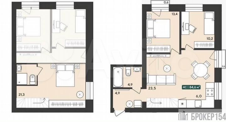 3-к. квартира, 84,6 м², 4/5 эт.