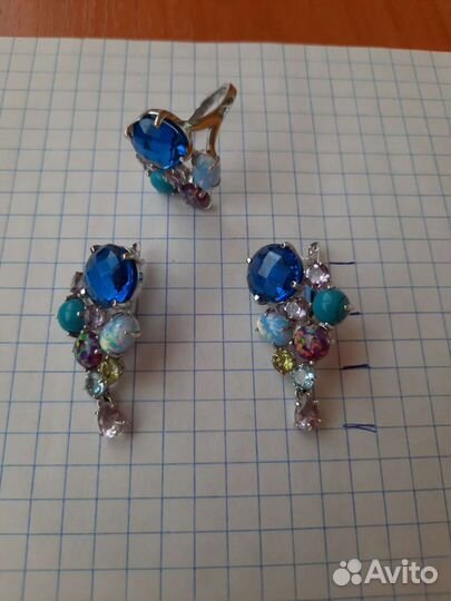 Серебр. Серьги, кольцо, новое
