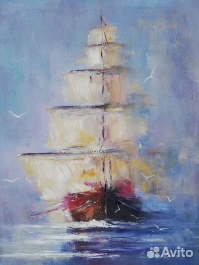 Картина маслом Корабль/Парусник 40 *50 см