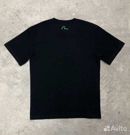 Evisu T-Shirt Black Лого вышито Футболка Новая