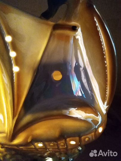 Фарфовый светильник. Ночник.Парусник ГДР Подарок