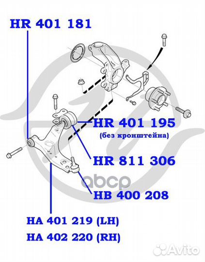 Опора шар.нижн.рычага перед.подвески d21 hb40