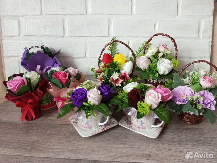 Букетики из мыльных цветов