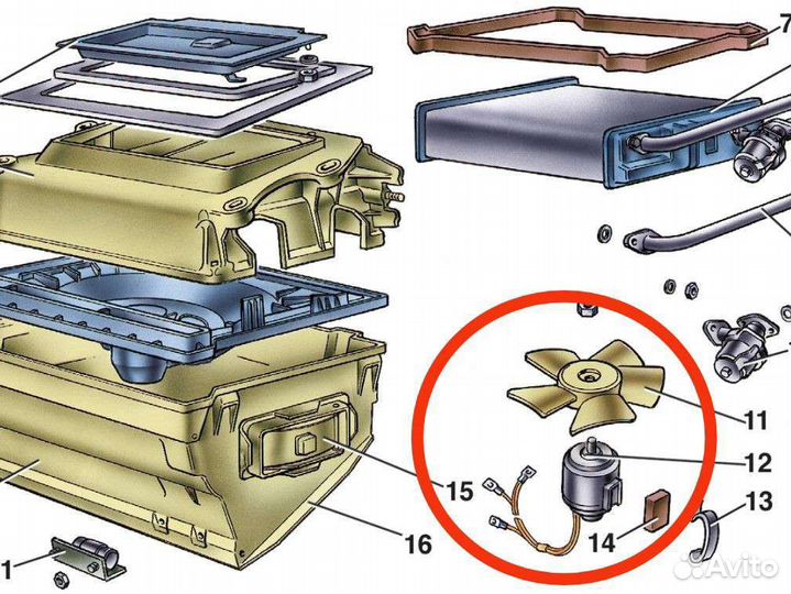 Вентилятор отопителя ваз 2101-07, Нива