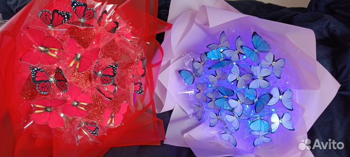 Букеты из бабочек и сердечек