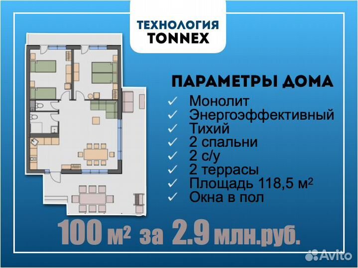 Дом в 100 м2 за 2.9 млн