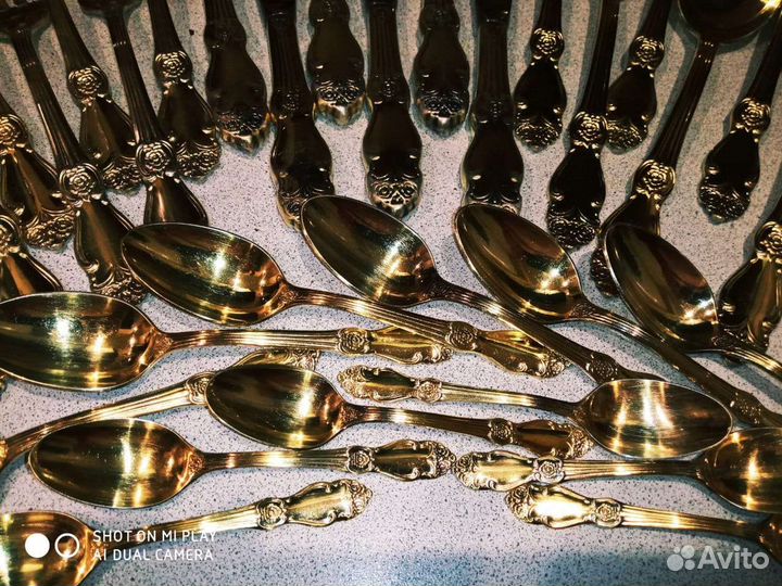 Набор мельхиоровый золотая роза 48 предметов