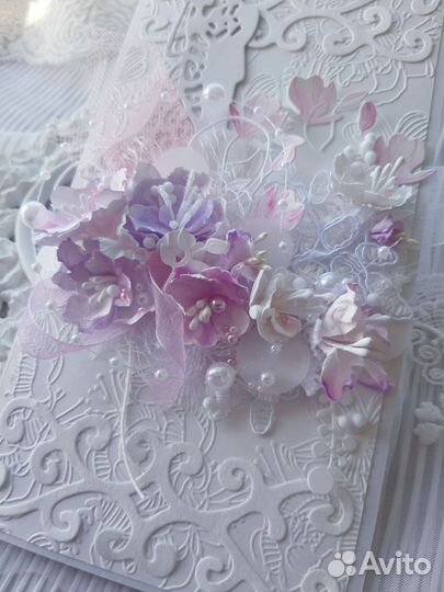 Свадебная открытка-конверт с магнолиями