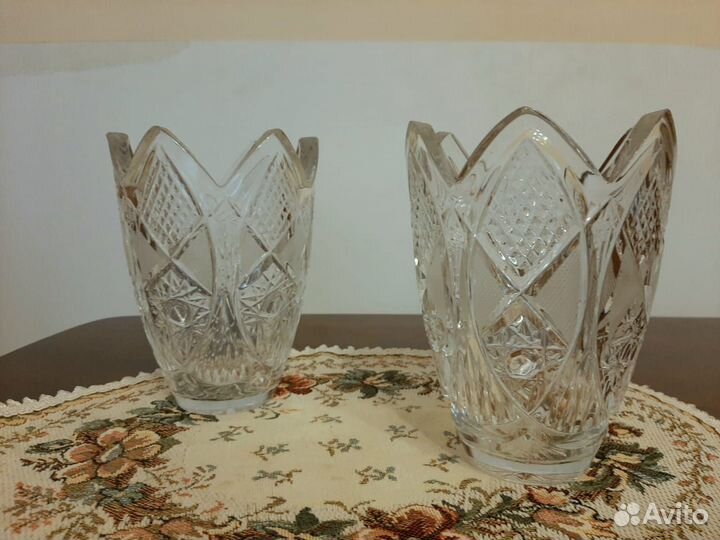 Ваза хрусталь для невысоких пышных букетов цветов