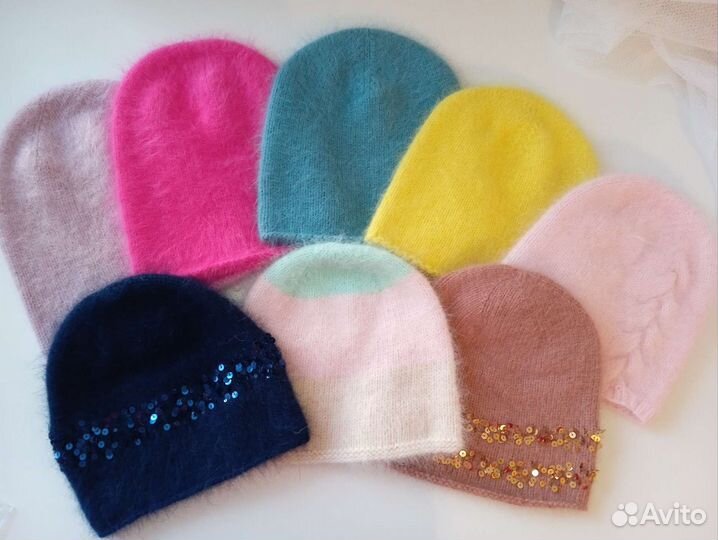 Шапочки бини на весну. Пух норки