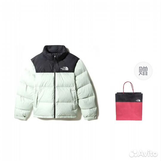 THE north face Down Jacket Unisex Mint Green + Gift Bag (S)(7)