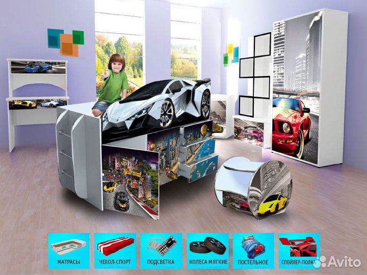 Кровать-чердак детская кровать для мальчика с борт