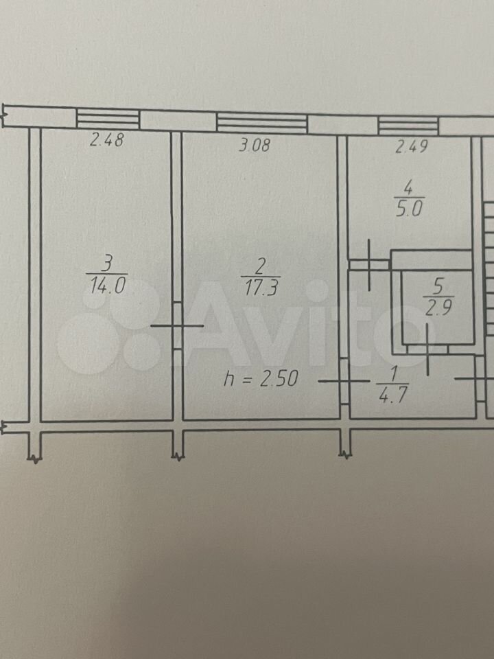 2-к. квартира, 43,9 м², 5/5 эт.