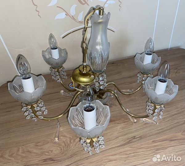 Хрустальная люстра СССР винтажная