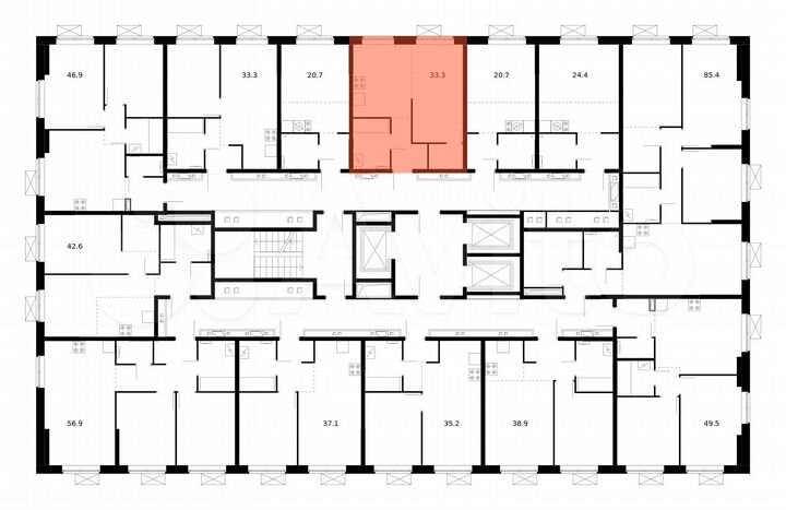 1-к. квартира, 33,3 м², 16/22 эт.