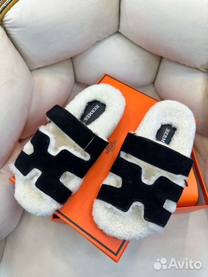 Меховые Тапочки / Шлепки Hermes Размеры 36-40