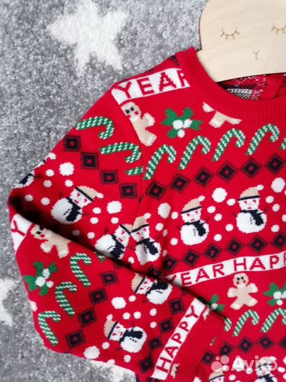 Новогодний джемпер новый 92 98