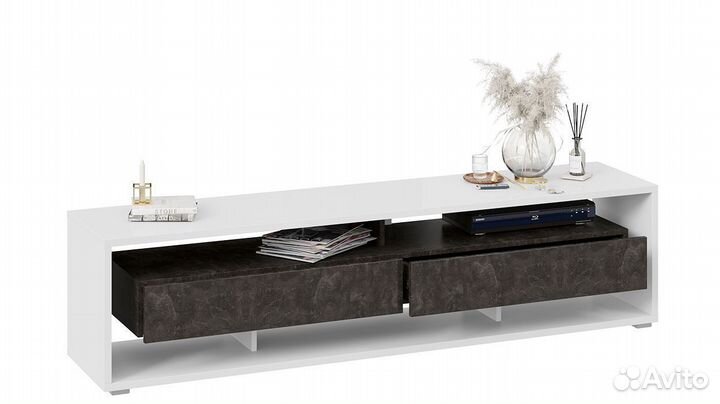 Тумба тв «Монтана» тип 2 Белый, Ателье темный глян