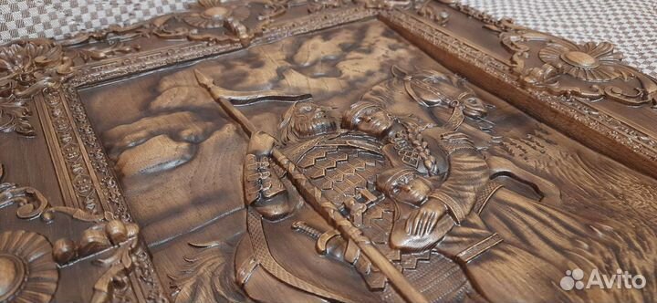 Резная картина на дереве, дуб