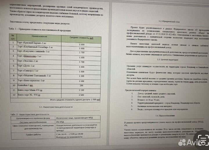 Бизнес план для соцконтракта